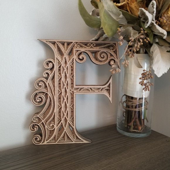 Letter A B C D E F G H I-Wood Multi-layer Monogram - Picture 6 of 16
